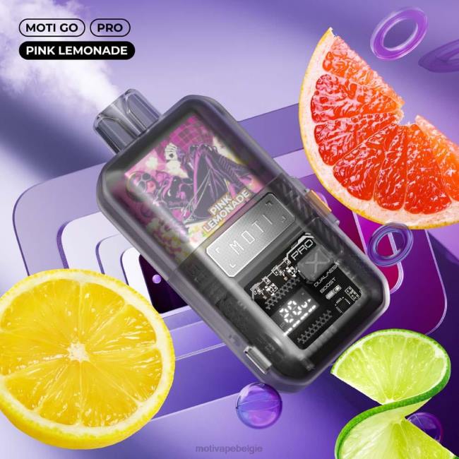 MOTI Go Pro wegwerpdamp (5%, 12.000 trekjes) roze limonade MOTI vape Brussel - DF4X18